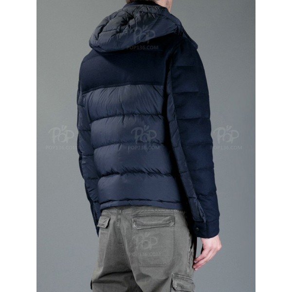 Moncler Uomo Giù cappotto blu scuro Presa M1151